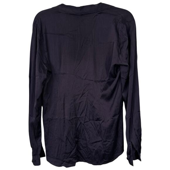 EILEEN FISHER Silk Button Up Blouse Eggplant Purple Size XS Professional Work - Picture 2 of 7